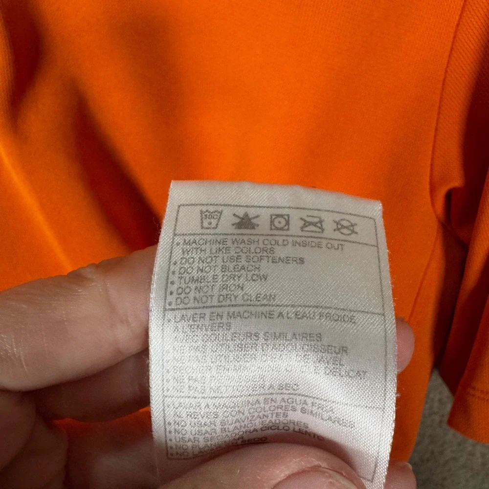 Nike‎ Golf Polo Shirt Mens Large Orange Short Sleeve Nike FIT DRY Swoosh Logo